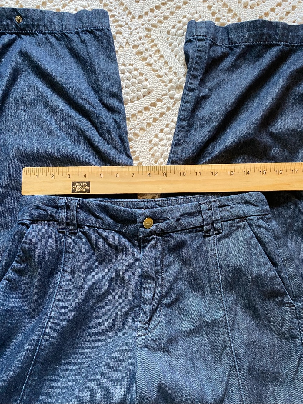 American Eagle size 4 petite convertible trouser jeans dark denim wide leg baggy - Picture 8 of 13